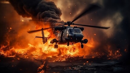 Naklejka premium The helicopter crashed