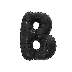 3D inflated balloon letter B with black sloth animal cartoon pattern