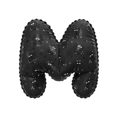 3D inflated balloon letter M with black sloth animal cartoon pattern