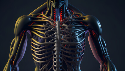 Thoracic spine, chest and ribs Created With Generative Ai - obrazy, fototapety, plakaty