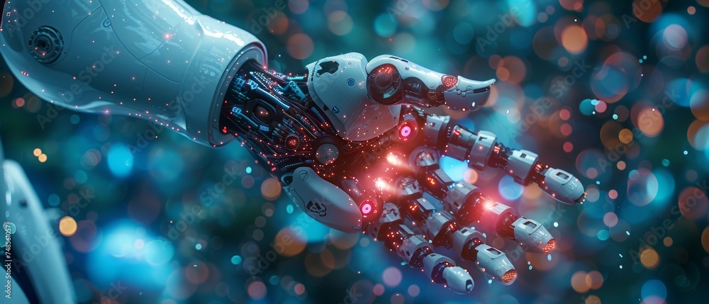 Aufkleber a robot hand with artificial intelligence for use in medical and healthcare practices, with a concep