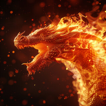 A fiery dragon's breath, captured in a moment of mythical heat