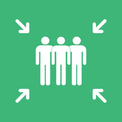 Assembly point vector icon isolated on green background.