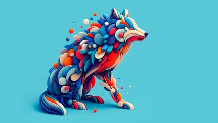 Colored wolf sculpture different shapes