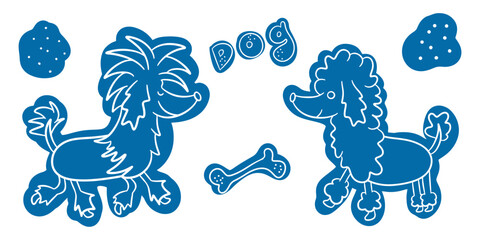 Funny dogs style line art. Vector illustration isolated white background