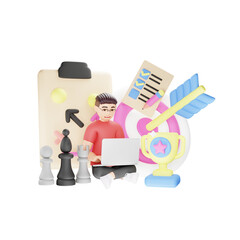 Goal Strategy 3D Character Illustration