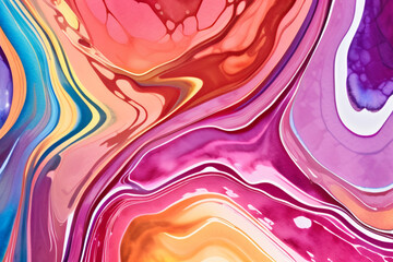 Closeup of abstract watercolor paint background texture with liquid fluid marbled paper texture banner texture. Generative AI (생성형 AI)