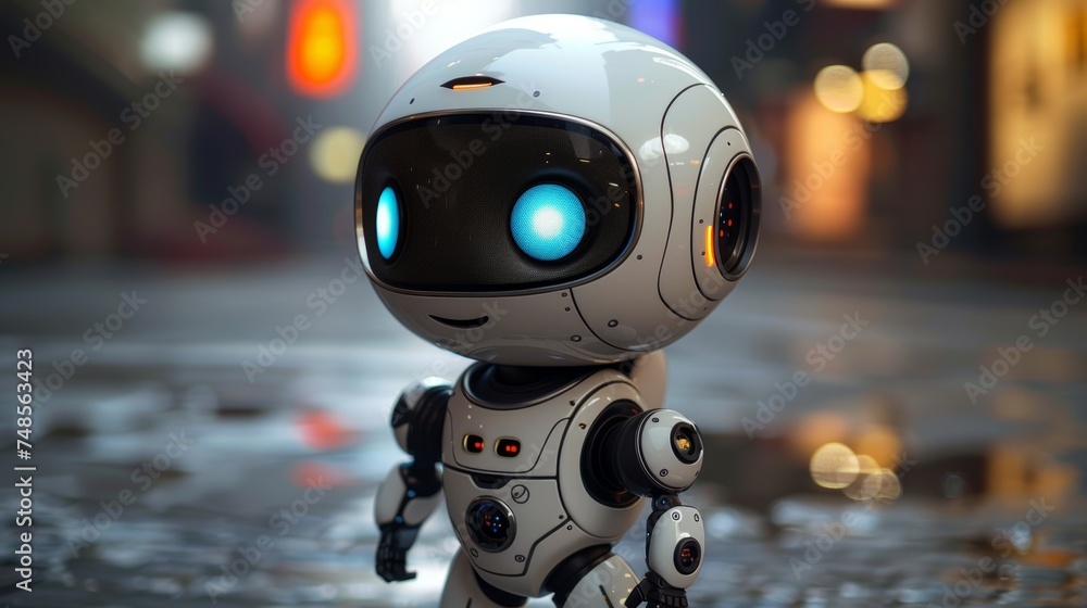 Aufkleber icon of a smiling robot, an ai chatbot, isolated on a white background. icon of a voice support serv