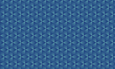 3D realistic cyan and dark blue gradient pattern. Modern cube texture. seamless pattern Background. Repeating tiles. Triangular volumetric elements of different random size. 3D illustration. EPS 10