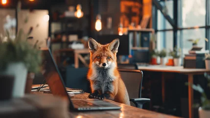 Tuinposter Schlauer Fuchs als Symbol für Intelligenz und innovatives Denkvermögen um ein Unternehmen zu gründen Generative AI © Imagecreator