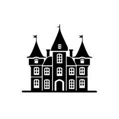 French Chateau Home Vector Logo