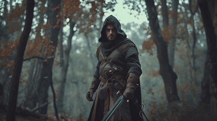 Fototapeta premium portrait of a person with a sword