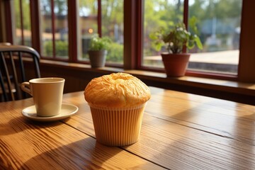 fresh muffin is served at the kitchen table professional advertising food photography - obrazy, fototapety, plakaty