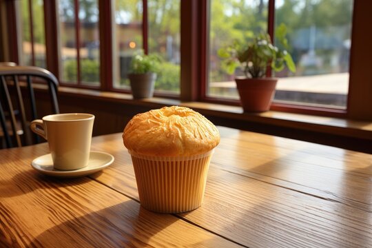 fresh muffin is served at the kitchen table professional advertising food photography