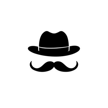 Hat And Mustache Vector Logo