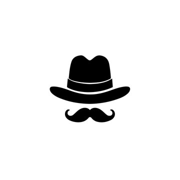 Hat And Mustache Vector Logo