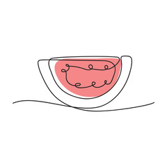Watermelon. Simple line art drawing style. Vector illustration on white background.