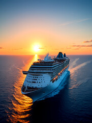 Cruise ship at sunset