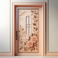 door with decoration  door, window, wood, home, interior, house, Ai generated 