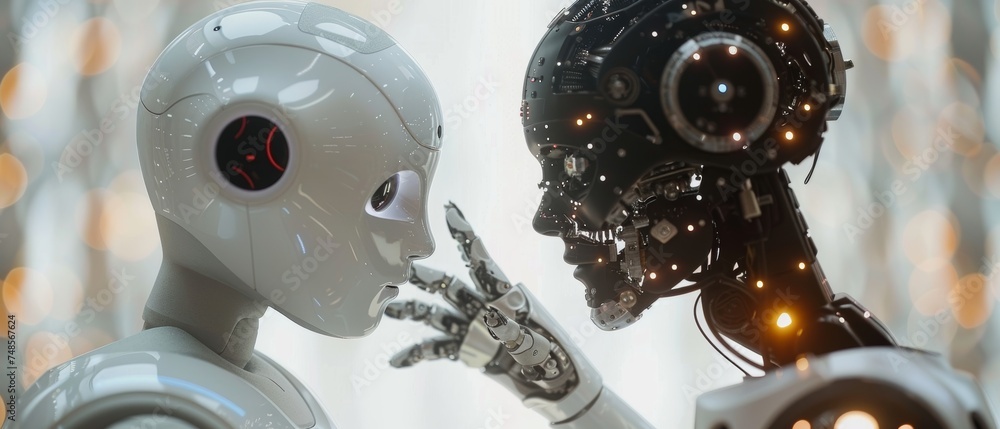 Leinwandbilder Ai technology, Artificial Intelligence. Robot uses AI, artificial intelligence by entering commands to generate things.