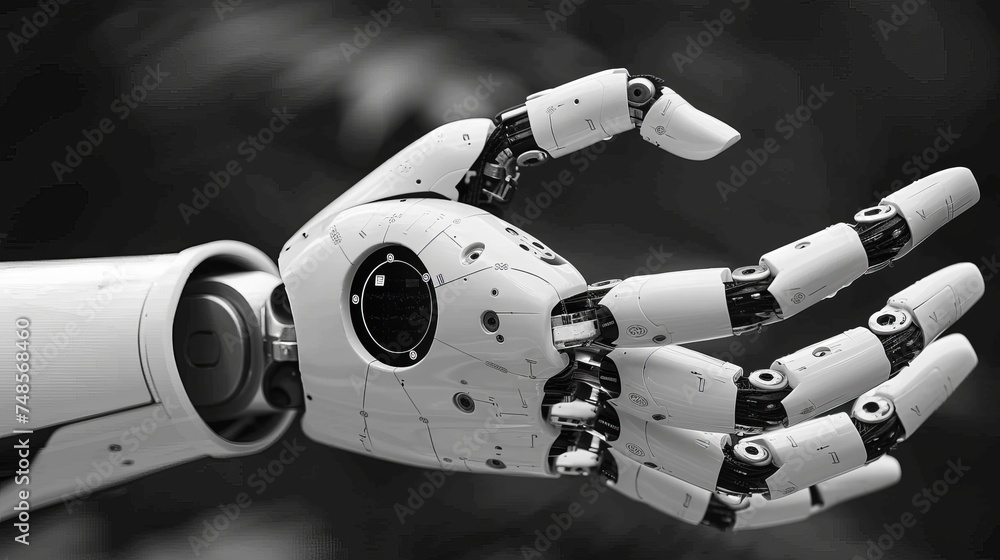Aufkleber artificial intelligence assisted robot hand for medical practices, combining human and ai concepts, 