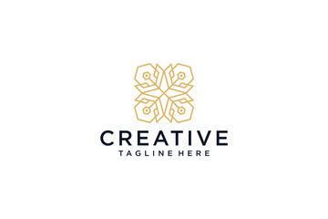 Abstract flower line art  logo design