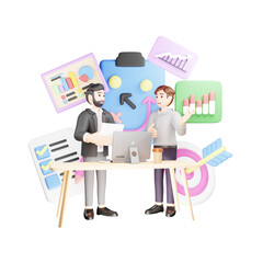 Strategic Planning in Business - 3D Character Illustration