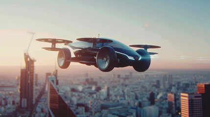 Flying car prototypes transportation - obrazy, fototapety, plakaty
