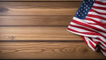 American flag on wooden background. National flag of the United States of America. 4th of July background. The Stars and Stripes. The Star-Spangled Banner. USA flag emblem. National symbol and ensign.