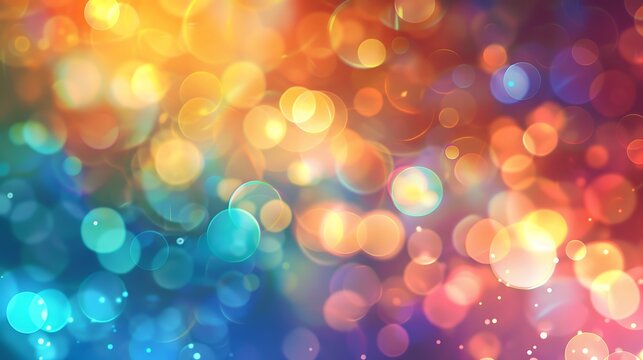 Abstract background of colorful blurred lights. Glowing particles.