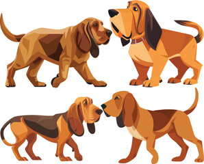 vector bloodhound dog walking - obrazy, fototapety, plakaty