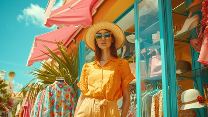Vibrant Summer Style: Stunning Lady Radiates Fashionable Beach Vibes