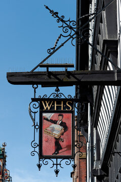 CHESTER, CHESHIRE, UK - APRIL 10, 2011:  Old WHS shop sign in the City centre