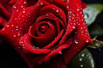 Delicate Red rose water droplets. Botanical flower. Generate Ai