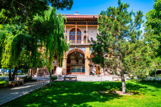 Serene Courtyard of Chehel Sotun Palace in Qazvin, Iran