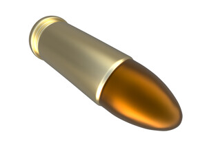 Bullet isolated on background. 3d rendering - illustration