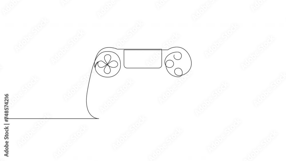 Aufkleber self drawing animation of continuous single line game controller. animated gamepad from game console