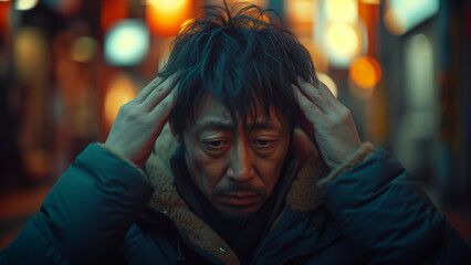 A Japanese man got a headache terribly