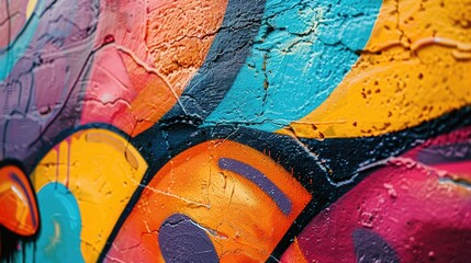 Detailed view of a painted fire hydrant on a wall. Suitable for urban themes