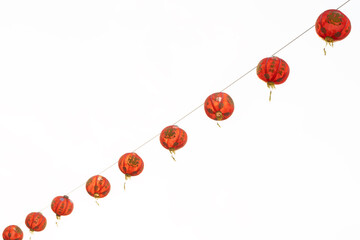 Chinese lanterns on Chinese New Year, white background.