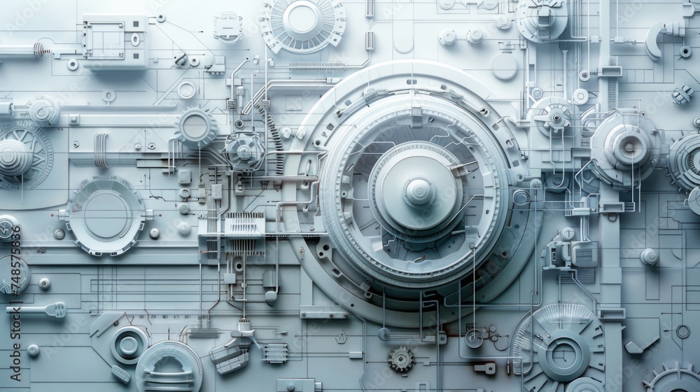 Aufkleber Detailed image of a large clock surrounded by intricate gears and wheels. Suitable for industrial and time management concepts