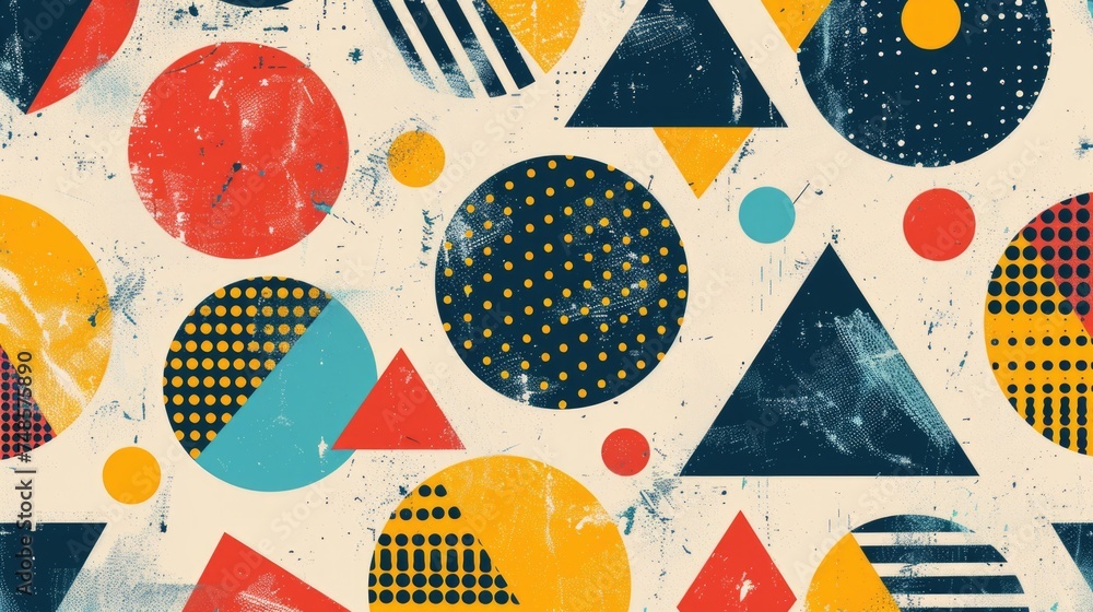 Poster abstract geometric shapes with a grunge effect, suitable for backgrounds or textures