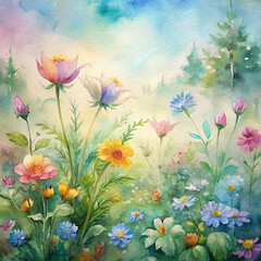 Nature Background With Flowers 