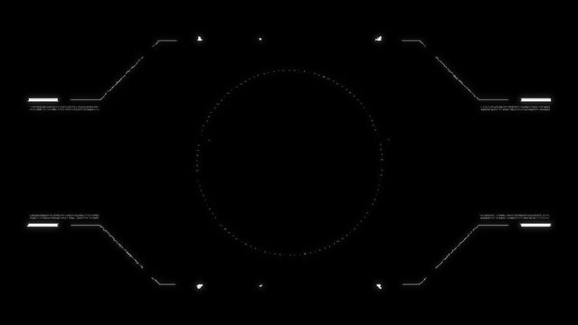 Futuristic glitchy HUD aim. Cyberpunk style distorted HUD screen. Tech user interface hologram screen for game, movie, drone footage, VR. Video overlay template. Cyber, tech concept.