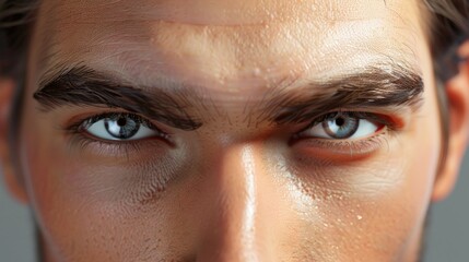 Close up of a man's face with striking blue eyes. Perfect for beauty or eye care concepts