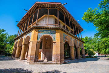 Historic Chehel Sotun Palace Surrounded by Verdant Gardens, Qazvin, Iran
