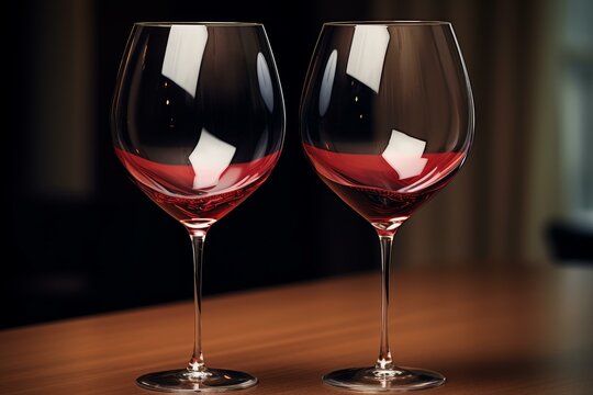 Refined Red wine glasses. Cellar liquid. Generate Ai