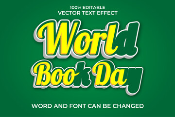 world book day 3D Vector Text Effect Fully Editable High Quality .