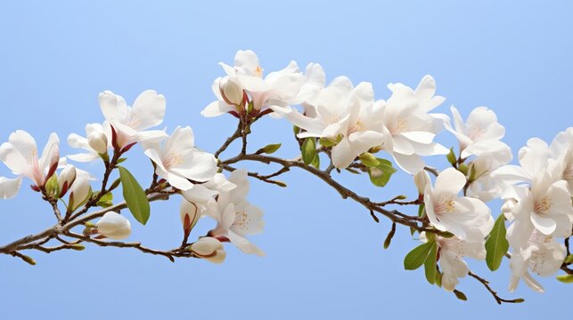 illustration of Bombax ceiba flowers in Spring white background, Generative ai