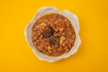 typical portuguese dish with beans and smoked sausages